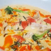 Panang Curry · Panang curry paste cooked with broccoli, bokchoi, kaffir lime leave and bell pepper in cocon...