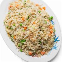 Vegetables Fried Rice · Fried rice with peas, carrots, bean sprouts, scallions and bok choy.
