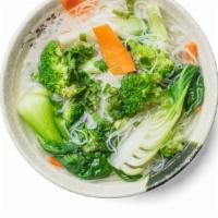 Vegetables Rice Noodle Soup · Mix seasonal vegetables with thin rice noodles in a clear broth.