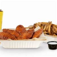 5 Pieces Crispy Tender Combo · Five crispy tenders with one flavor, regular fries or veggie sticks, one dip, and a a canned...