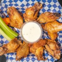Chicken Wings · A mixture of 8 chicken wing flats and drumettes deep fried served with carrots & celery and ...