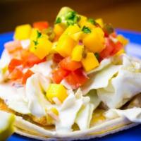 Fish Tacos · Gluten free. Two tacos per order made with 17 ingredients, including grilled ono and mahi ma...
