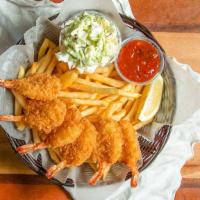 Shrimp And Chips · Six pieces of large shrimp lightly breaded in Italian bread crumbs served with our famous co...