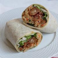 Tempeh & Quinoa Wrap · (vegan, dairy-free) Quinoa, marinated tempeh, spinach, arugula, mixed greens, carrots, scall...