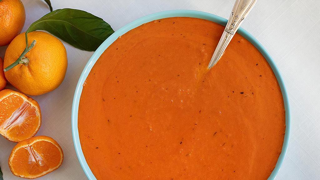 Tomato Orange Soup · (vegetarian, wheat-free) The Elephants Delicatessen classic: a creamy dreamy tomato soup with a twist of orange