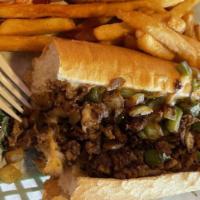 Classic Philly Sandwich · Green pepper, onions, mushrooms.