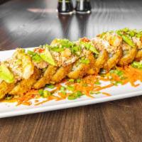 El Sinaloco Roll · Shrimp tempura, crab, cream cheese, avocado, cucumber, topped with more shrimp tempura, crab...