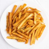 Garlic Romano Fries · Our most popular fry.  Fries tossed in Garlic, Cheeses, and our signature garlic spice blend