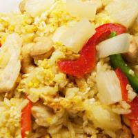Curry Fried Rice · Eggs, bell peppers, onions, green onions, tomatoes in yellow curry powder stir fried in our ...