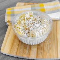 The Coconut Bowl · Base blend: coconut, cream of coconut and banana. Topped with: granola, banana, pineapple an...