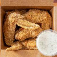 Lemon Pepper Wings · Eight pieces with house ranch.