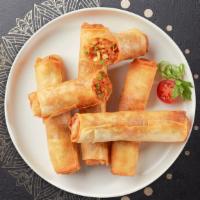 Spring Rolls · Fresh rice wraps with choice of Teriyaki Chicken, Tofu and Shrimp. Served with sweet chili s...