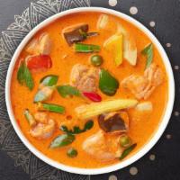 Panang Curry · Panang curry paste with coconut milk, bell peppers, carrots, broccoli, and onions. Served wi...