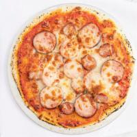 Kielbasa Pizza (3) · Bialy kielbasa, weselna kielbasa and kabinos.