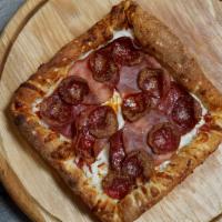 P-3 Meat · Our original hand-tossed dough pressed into a square pan. Includes  pepperoni salami, and ca...