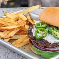 Cream Cheese Jalapeno Burger  · 6 Oz hand formed beef patty topped with Lettuce,Tomato,Onion,Cream Cheese and freshly sliced...