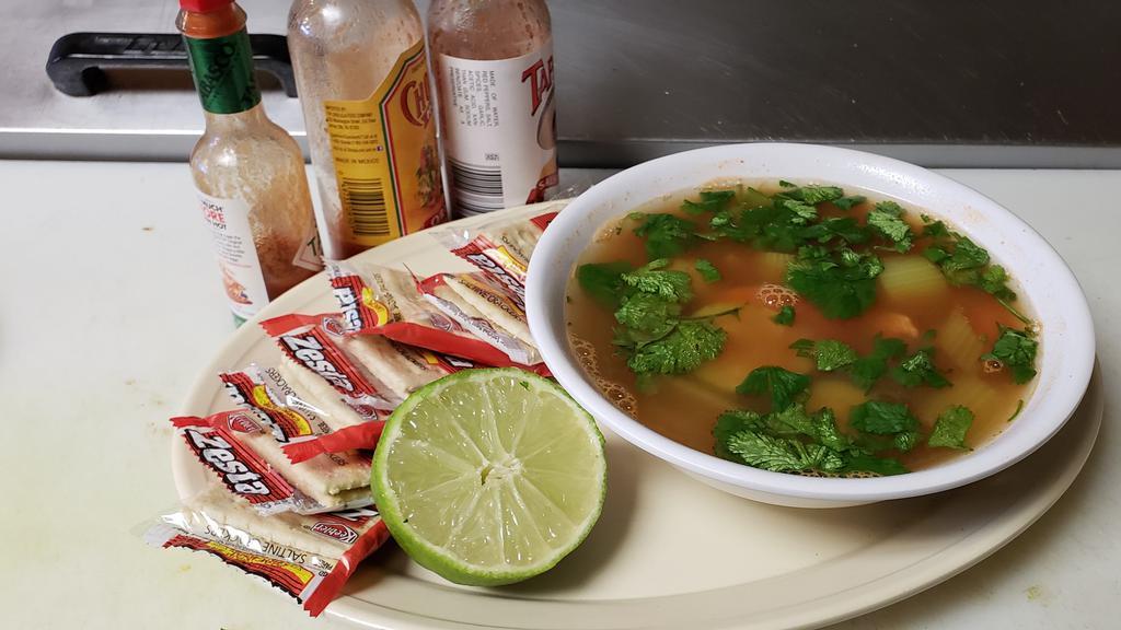 Caldo De Camarón /  Shrimp Soup With Vegetables · 