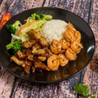 Chicken & Shrimp Teriyaki · Comes with 2 sides.
