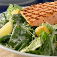 Caesar Salad With Grilled Wild Alaskan Halibut · Grilled Wild Alaskan Halibut served on a Caesar Salad with croutons, Parmesan Cheese and Cae...