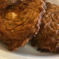 Vegetable Egg Foo Young · Served with white rice and gravy.