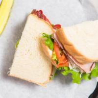 Dilly Club · Ham, Turkey, Bacon, Swiss Cheese, Mayo, Lettuce and Tomato. Bread Recommendation: White or S...