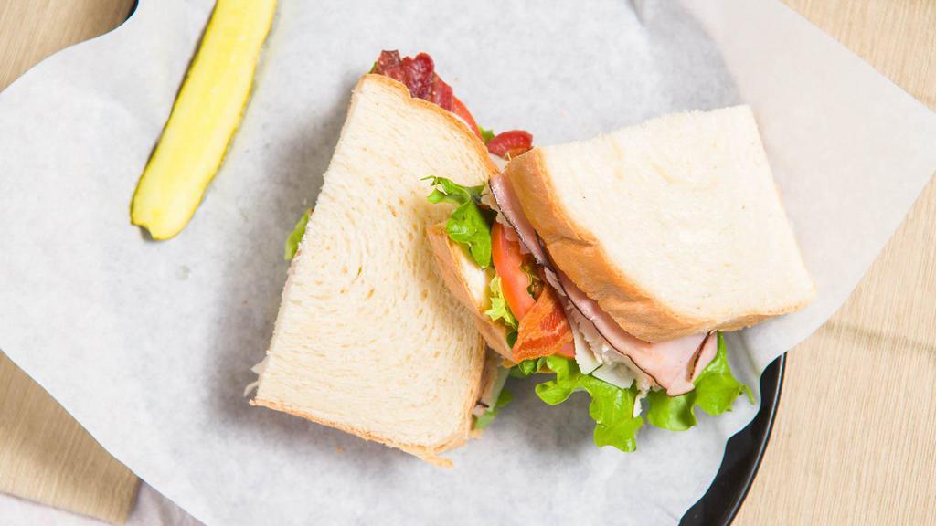 Dilly Club · Ham, Turkey, Bacon, Swiss Cheese, Mayo, Lettuce and Tomato. Bread Recommendation: White or Sourdough Hoagie.