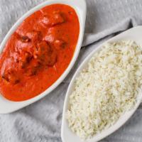 Chicken Tikka Masala · Boneless tandoori chicken cooked in a tomato and cream base.