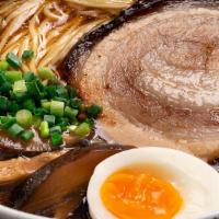 Chicken Shoyu Ramen · Thin noodles , Chicken Chashu ,Nori,Egg,Green Scallion