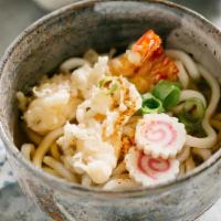 Shrimp Tempura Udon · Udon Noodle, Shoyu Broth, Shrimp Tempura, Fish Cake, Green Scallion
