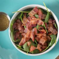 Blt · All-natural applewood bacon on a bed of spinach and fresh tomato with mayo.