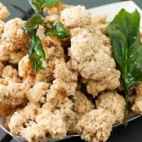 Salt And Pepper Popcorn Chicken · Gluten free. Cooked in dedicated gluten free fryer. 
This Taiwanese street eat is made from ...