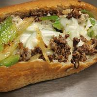 Chicago Cheese Steak · Steak, grilled peppers, onions, mushrooms, and cheese.