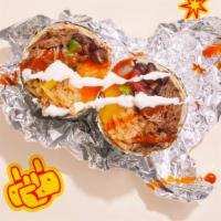 Barbacoa Wham! Burrito · House burrito with barbacoa, Mexican rice, refried beans, pico de gallo and salsa.