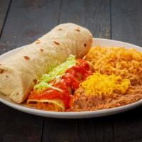 Burrito & Enchilada · One shredded beef burrito and one cheese enchilada. Served with rice and beans.