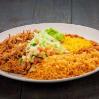 #14. Carnitas Plate · Served with rice and beans. Specify tortilla choice please.