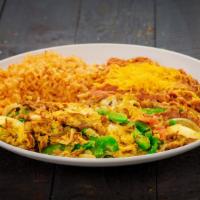 Machaca Plate · Shredded beef and egg. Served with rice and beans.