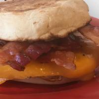 Bacon, Egg, And Cheddar · On your choice of a Bagel, Croissant, or English Muffin
