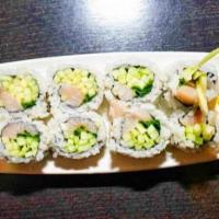 Koyama Sushi Roll · Lobster salad, green chili tempura, spicy tuna, avocado, cucumber, and crab mix. Top with ee...