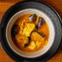 Yellow Curry · Chicken or shrimp. Chicken simmered in yellow curry paste with coconut milk, yellow onion, e...