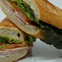 Ham & Swiss · Ham, Swiss, lettuce, tomato, mayo, dijon.