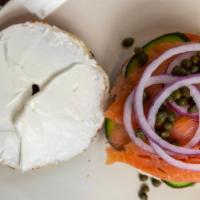 Lox Bagel Sandwich · Smoked Salmon, Cream Cheese, Capers, Tomato and Red Onion on a choice of your favorite Bagel...