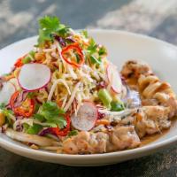 Thai Noodle Salad · Grilled chicken, peanut sauce, cabbage, cucumber, cilantro & mint with coconut lime dressing.