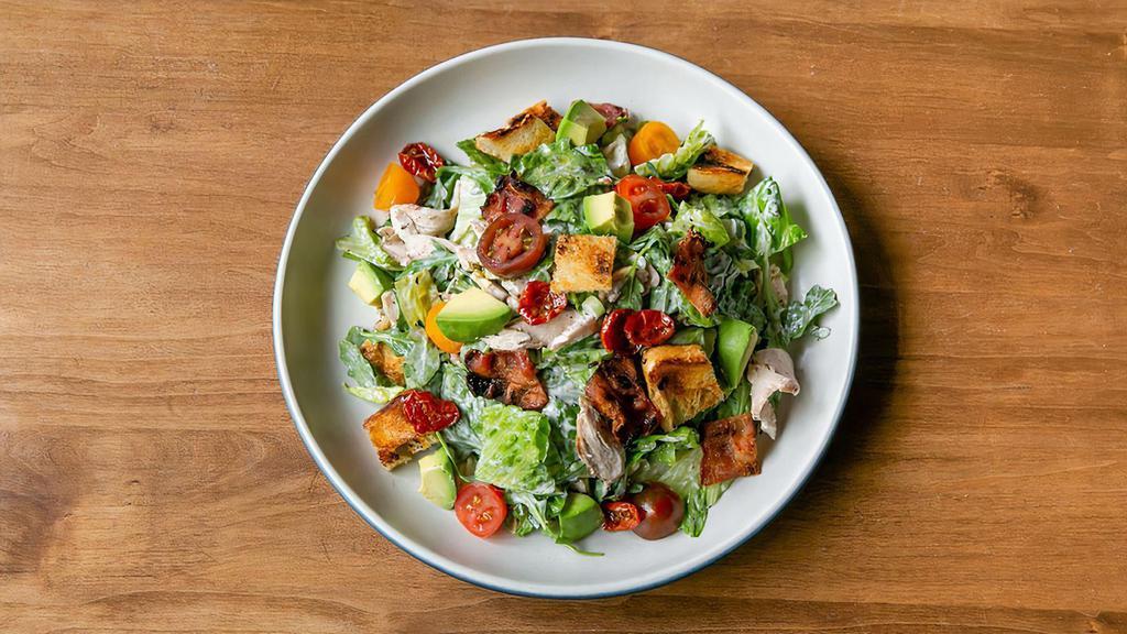 Blt Chicken Salad · Arugula and crisp romaine with grilled bacon, bread, avocado, tomato and smoky lemon dressing