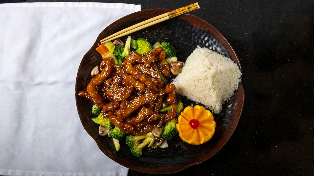 Sesame Chicken · Hot. Popular entrée made famous by our sweet and spicy sesame sauce.