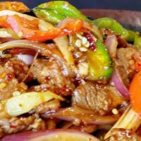 Jalapeño Steak Lunch · Spicy.  Stir fried jalapeno and beef slices