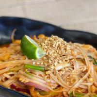 Pad Thai · Popular rice noodle dish served with crushed peanuts, lime and your choice of protein