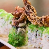 Spider Roll 8Pcs · Deep Fried Soft Shell Crab, Cucumber, Carrot,
Sesame seeds, Mayo