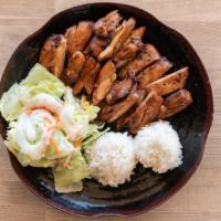 Beef Teriyaki · Served with rice and salad.