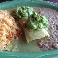 #11 Enchilada Verde · Served with salsa verde topped with guacamole and sour cream. Your choice of meat.