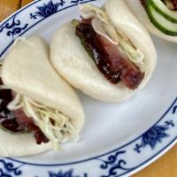Char Siu Buns · Three (3) folded steamed buns filled with char siu (BBQ pork), pickles, red cabbage, and hou...